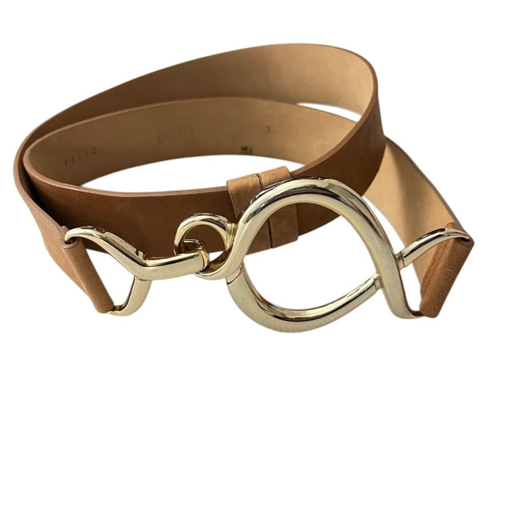 HYDE Collection Belt Brown Leather Gold Circle Women Size Large